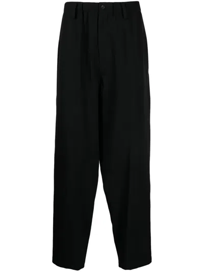 Yohji Yamamoto Drop-crotch Wool Trousers In Black