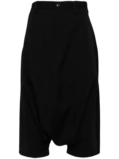 Yohji Yamamoto Drop-crotch Wool Trousers In Black