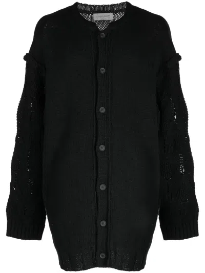 Yohji Yamamoto Drop-shoulder Wool Cardigan In Black