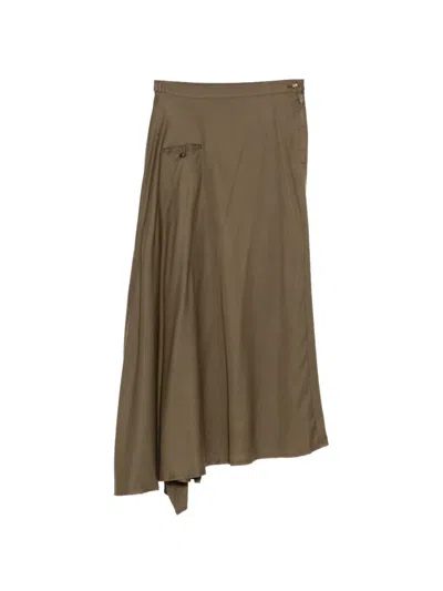 Yohji Yamamoto Dyed Piping Pocket Asymmetric Skirt In Green