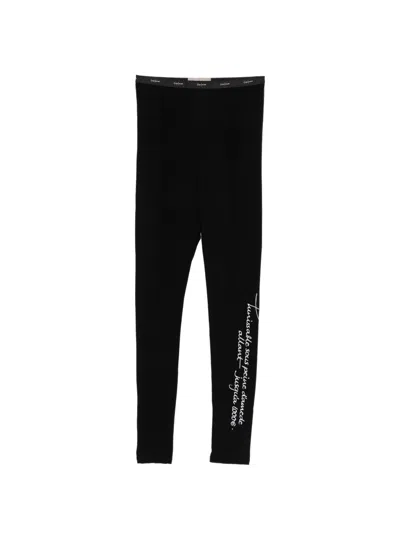 Yohji Yamamoto Embroidered Logo-waistband Leggings In Black