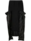 Yohji Yamamoto Combi Random Embroidery Skirt In Schwarz