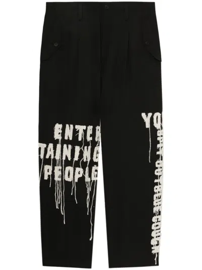 Yohji Yamamoto Embroidered Trousers In Black