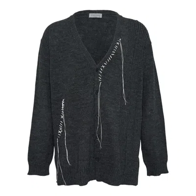 Yohji Yamamoto Embroidery V Neck Cardigan In Black