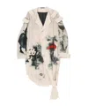 Yohji Yamamoto Artistic-print Epaulette-detail Long Jacket In Nude