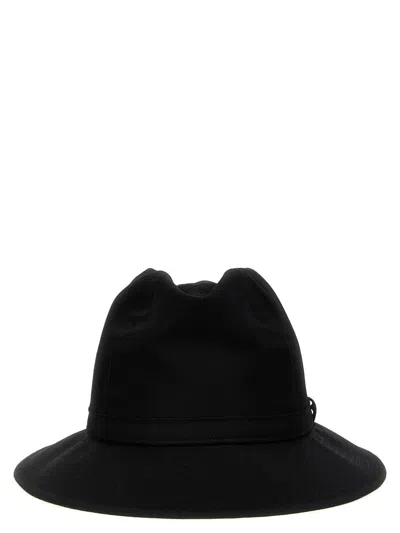 Yohji Yamamoto Fedora Wool Gabardine Hat In Black