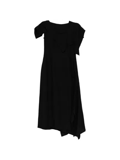 Yohji Yamamoto Flap Neckline Dress In Black