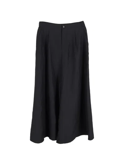 Pre-owned Yohji Yamamoto Flared Midi Skirt In Black