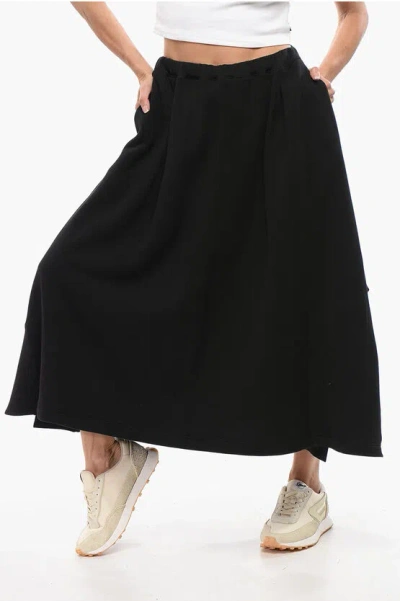 Yohji Yamamoto Fleece Asymmetric Skirt With Pleats In Black