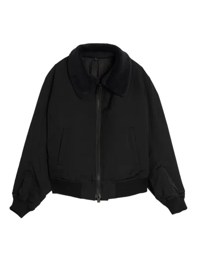 Yohji Yamamoto Fleece-collar Zip-front Jacket In Black