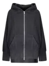 Yohji Yamamoto Asymmetrical Hem Hoodie With Double-slider Zip And Batwing Sleeves In Black