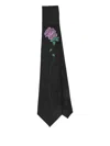 Yohji Yamamoto Floral-embroidered Silk Tie In Black