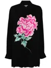 Yohji Yamamoto Floral-print Long-sleeve Shirt In Black