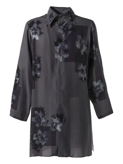Yohji Yamamoto Floral-print Shirt In Grey