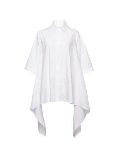 Yohji Yamamoto Flounce Short-sleeve Cotton Blouse In White