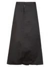 Yohji Yamamoto Flowing Black Maxi Skirt With Button Closure In Black