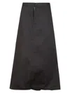 Yohji Yamamoto Flowing Black Maxi Skirt With Button Closure In Animal Print