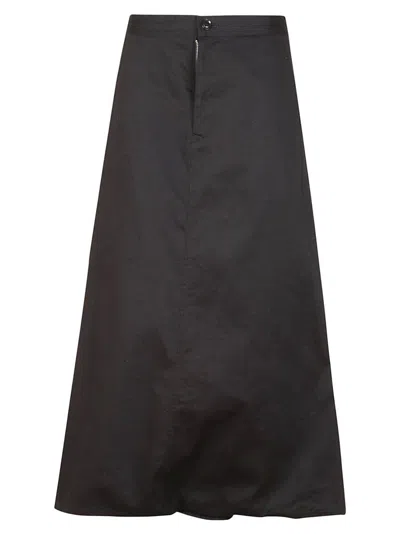 YOHJI YAMAMOTO FLOWING BLACK MAXI SKIRT WITH BUTTON CLOSURE
