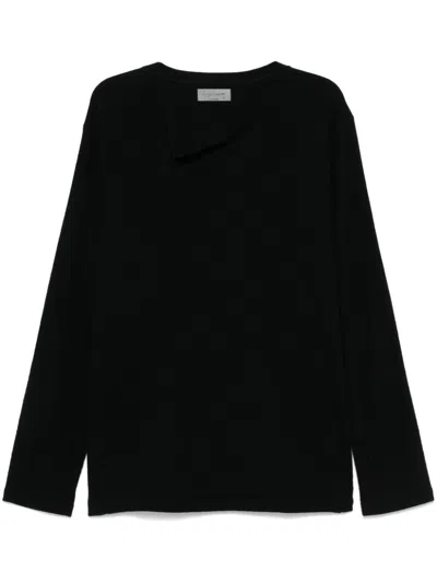 Yohji Yamamoto Folded-collar Long-sleeve Sweater In Black