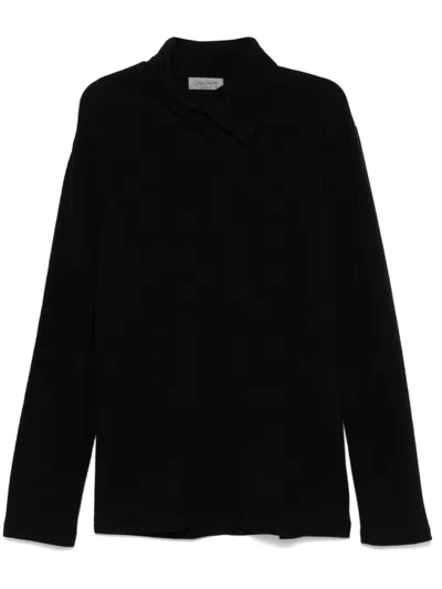 Yohji Yamamoto Folded-collar Sweater In Black