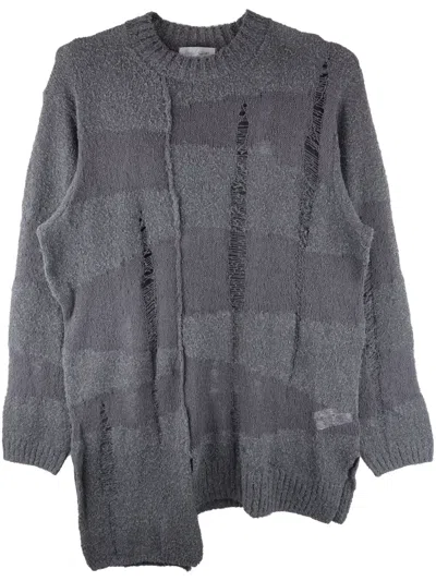 Yohji Yamamoto Frayed-detail Oversized Sweater In Grey