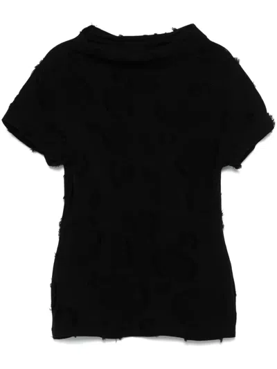 Yohji Yamamoto Frayed-detail T-shirt In Black