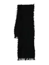 Yohji Yamamoto Fringed-trim Wool Scarf In Black