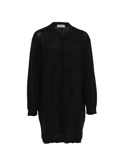 Yohji Yamamoto Frog-fastening Knitted Cardigan In Black