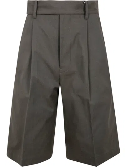 YOHJI YAMAMOTO R-4TUCK SHORT PANTS,FT.P50.004 2 KHAKI