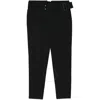Yohji Yamamoto Gabardine Belted Tapered Trousers In Black
