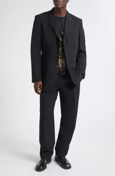 Yohji Yamamoto Gabardine Double Pleated Wide Leg Pants In Black