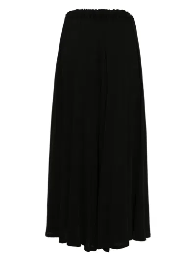 Yohji Yamamoto Gathered Cotton Trousers In 黑色