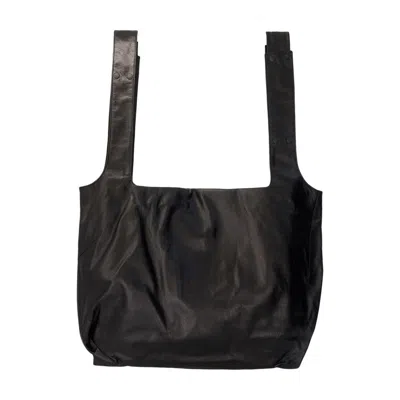 Yohji Yamamoto Gathered Cowhide Shoulder Bag In Black