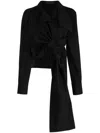 Yohji Yamamoto Gathered Cropped Cotton Jacket In Black