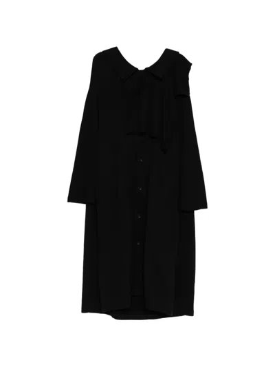 Yohji Yamamoto Gauze Draped Coat In Black