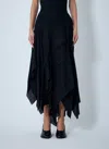Yohji Yamamoto Gauzed Frilled Midi Skirt In Black