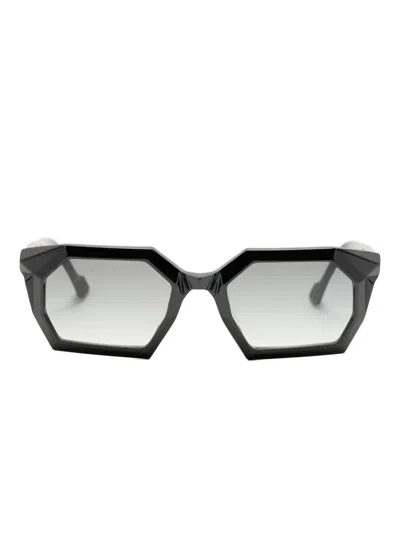 Yohji Yamamoto Geometric-frame Sunglasses In Black