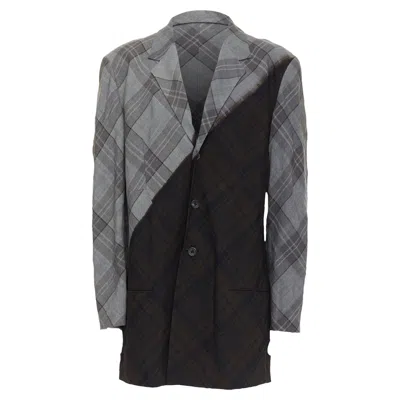 Yohji Yamamoto Gradient Check Print Blazer In Grey
