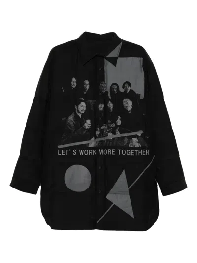 Yohji Yamamoto Graphic Padded Jacket In Black