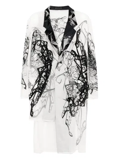 Yohji Yamamoto Graphic-print Coat In 白色