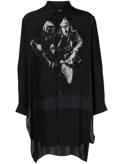 Yohji Yamamoto Graphic-print Cotton Shirt In Black