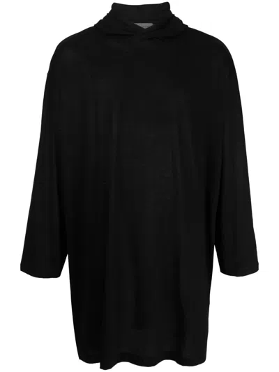 Yohji Yamamoto Graphic-print Long Hoodie T-shirt In Schwarz