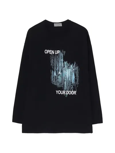Yohji Yamamoto Graphic-print Long-sleeve T-shirt In Black
