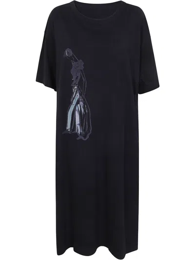 YOHJI YAMAMOTO GRAPHIC-PRINT MIDI DRESS