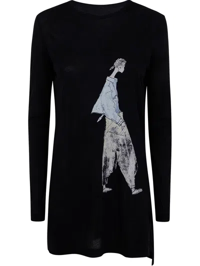 Yohji Yamamoto Graphic-print Mini Dress In Black