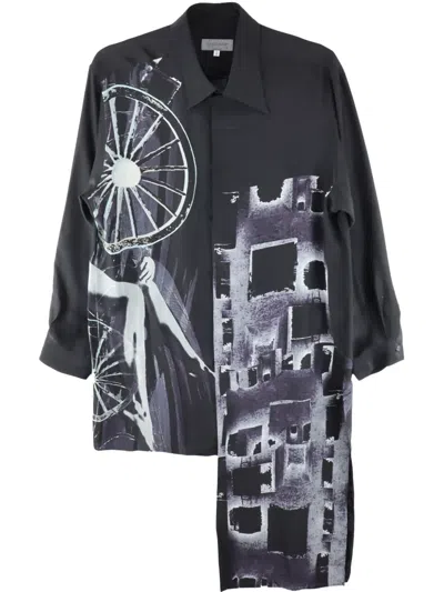 Yohji Yamamoto Graphic-print Overshirt In Black