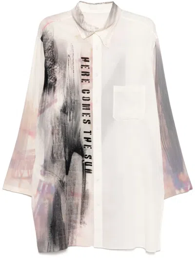 Yohji Yamamoto Man White Shirts In Beige