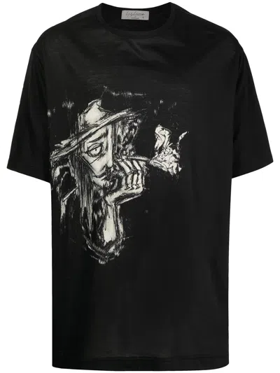 Yohji Yamamoto Graphic-print Short-sleeve T-shirt In Black