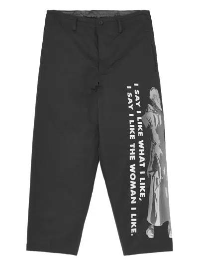 Yohji Yamamoto Graphic-print Trousers In Black