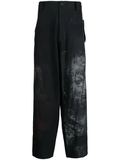 YOHJI YAMAMOTO GRAPHIC-PRINT WIDE-LEG TROUSERS